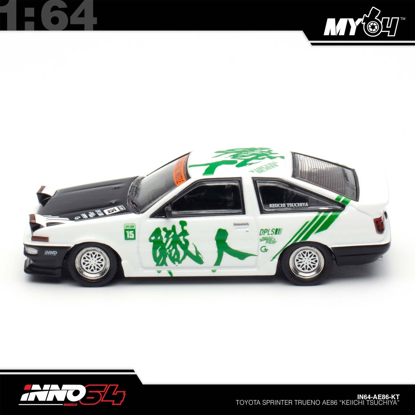 (UNSEAL UNIT) [INNO64] 1:64 Toyota Sprinter Trueno AE86 “Keiichi Tsuchiya” (with Chase Car)