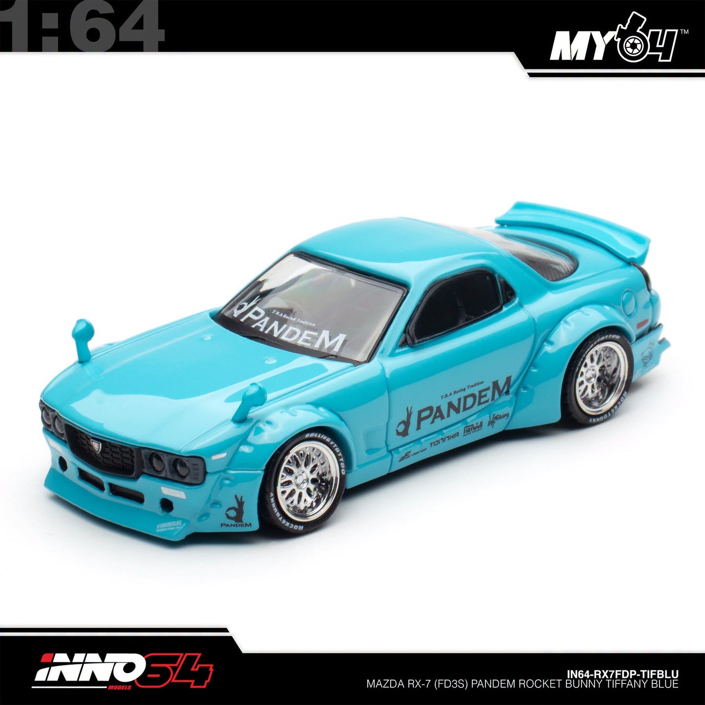 [INNO64] 1:64 Mazda RX7 (FD3S) "Pandem Rocket Bunny" - Tiffany Blue