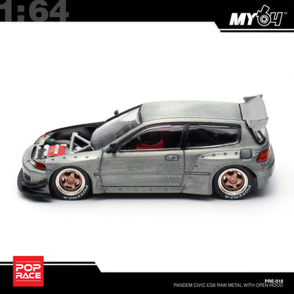 [Pop Race] 1:64 Pandem Honda Civic EG6 - Raw Metal