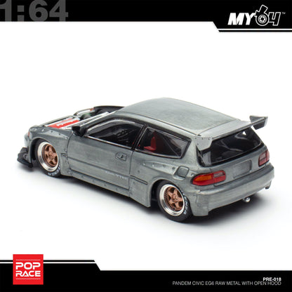 [Pop Race] 1:64 Pandem Honda Civic EG6 - Raw Metal