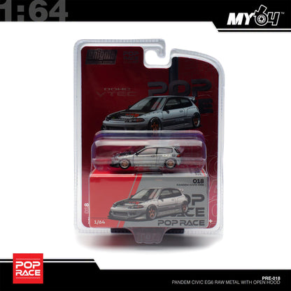 [Pop Race] 1:64 Pandem Honda Civic EG6 - Raw Metal