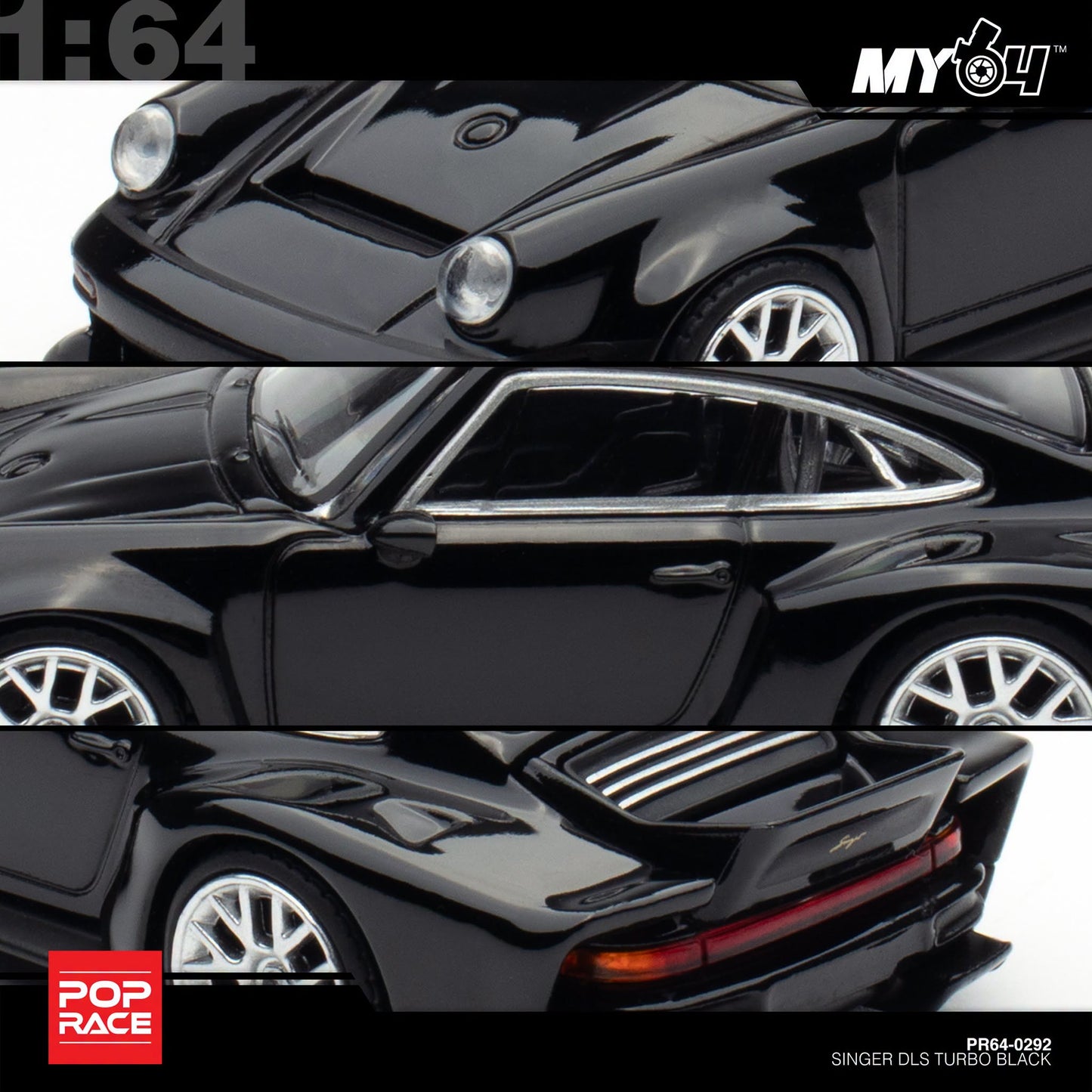 [Pop Race] 1:64 Singer DLS Turbo (Road) - Black