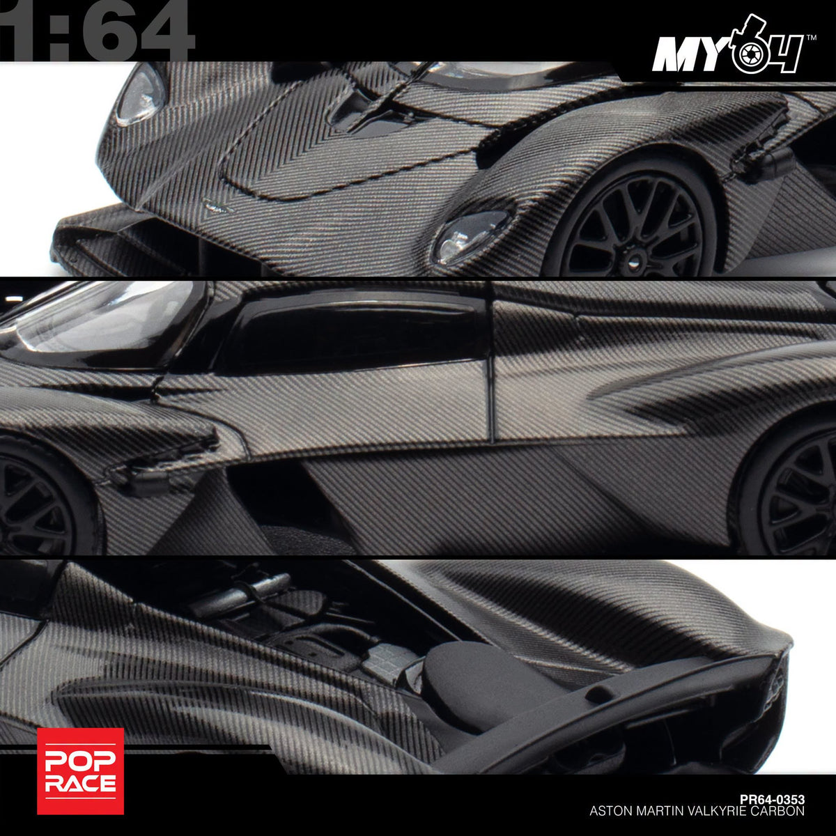 (UNSEAL UNIT) [Pop Race] 1:64 Aston Martin Valkyrie - Carbon Edition