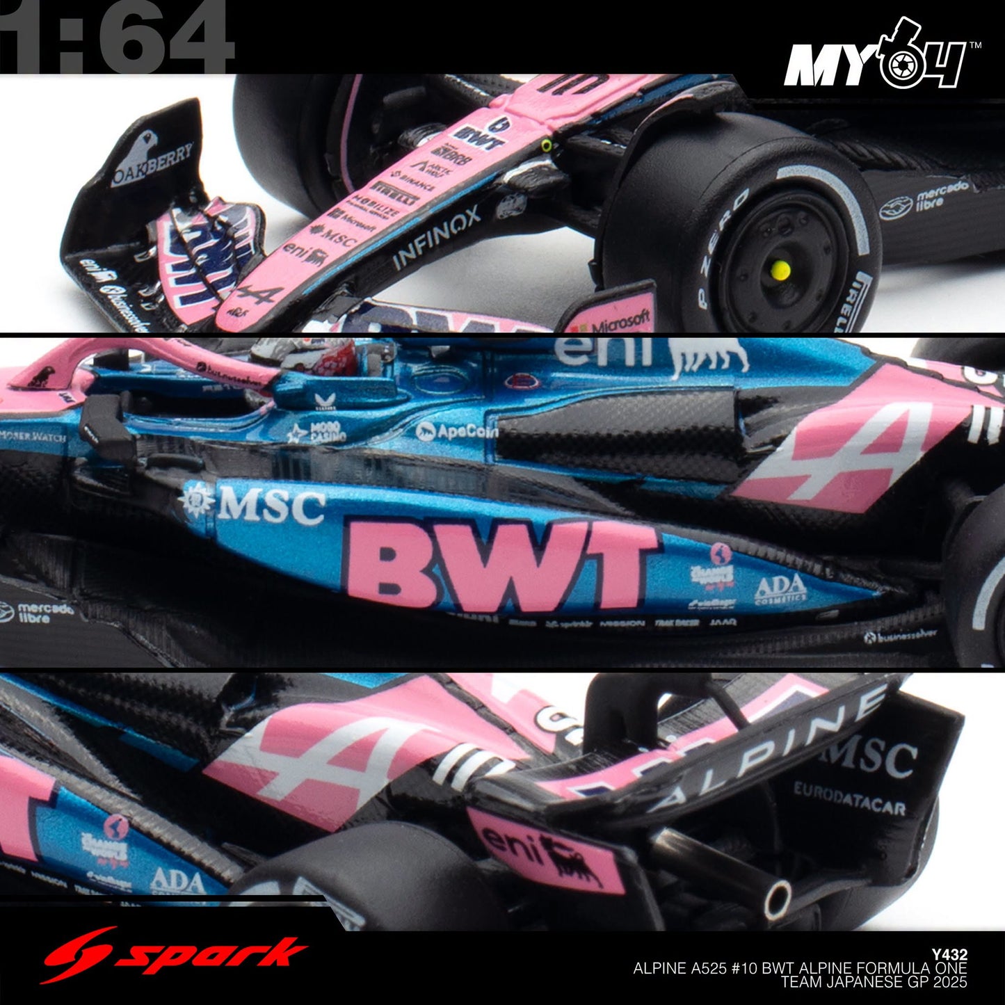[Sparky] 1:64 Alpine A525 No.10 BWT Alpine Formula One Team - Japanese GP 2025 - Pierre Gasly