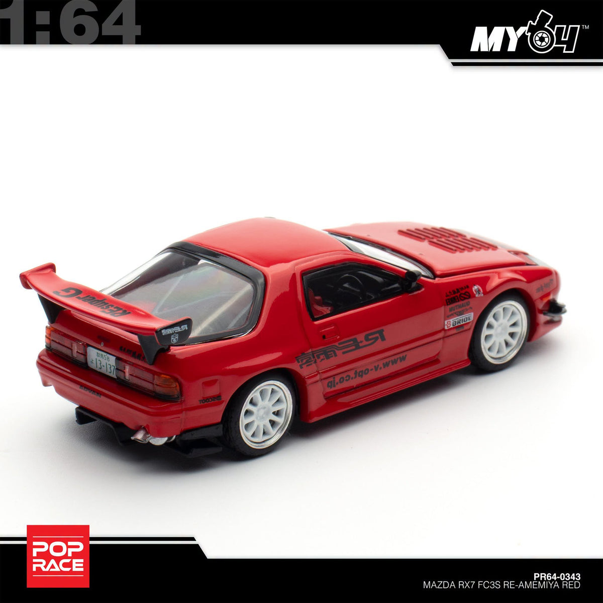 [Pop Race] 1:64 Mazda RX-7 FC3S RE-Amemiya - Red