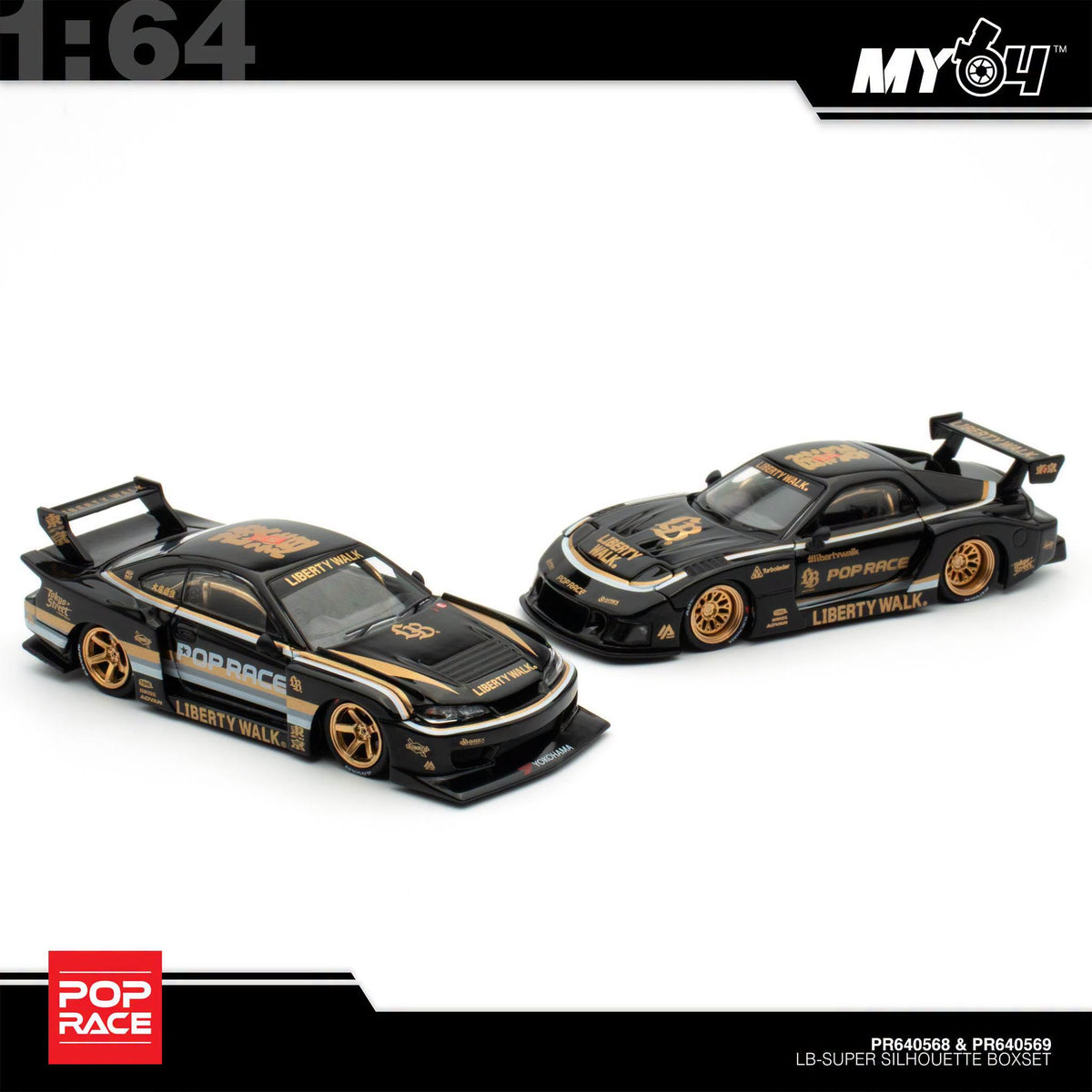 [Pop Race] 1:64 Pop Race x LBWK Box Set (Nissan Silvia S15 LBWK & Mazda RX-7 LBWK)