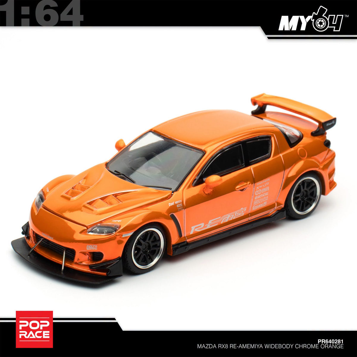 [Pop Race] 1:64 Mazda RX-8 RE Amemiya - Chrome Orange