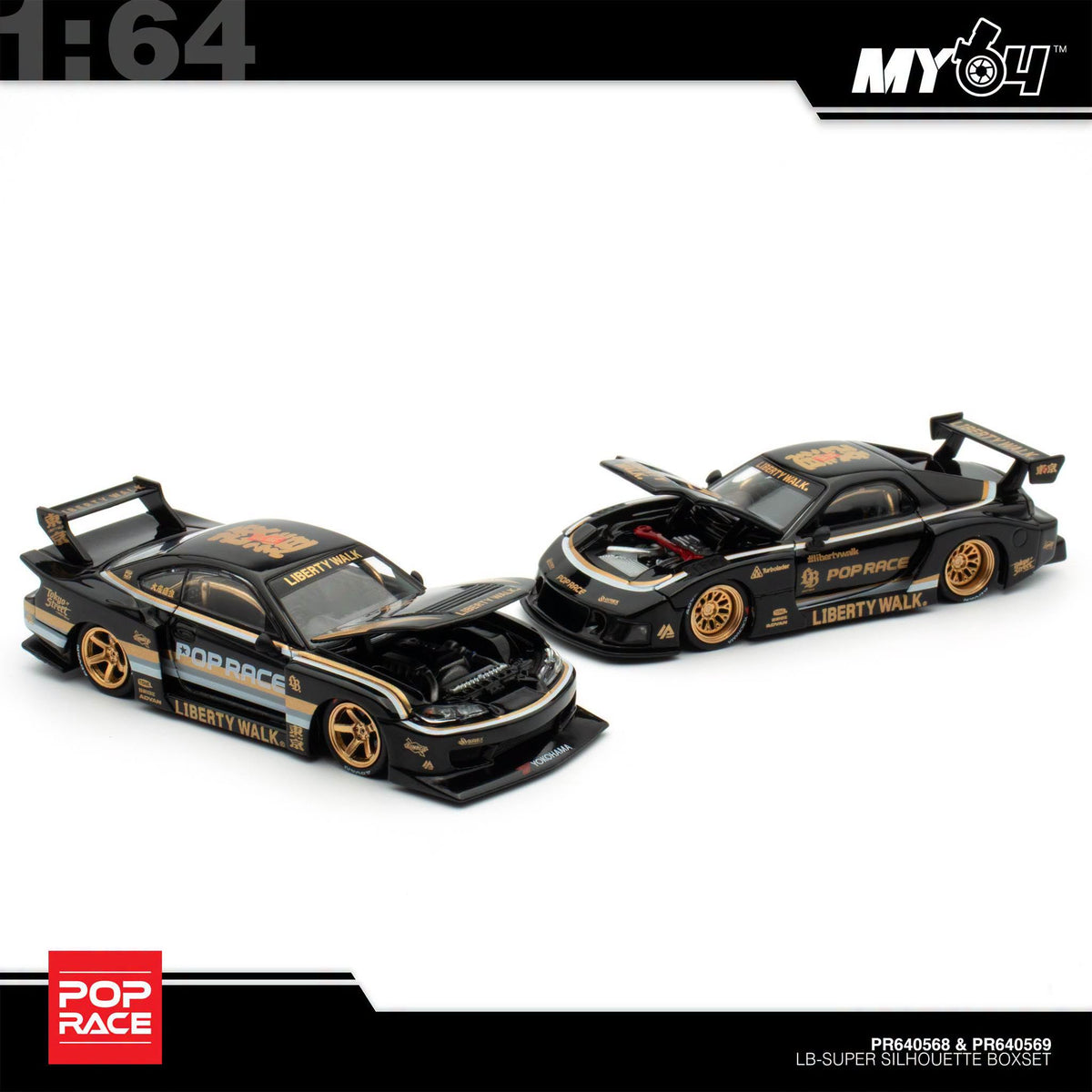 [Pop Race] 1:64 Pop Race x LBWK Box Set (Nissan Silvia S15 LBWK & Mazda RX-7 LBWK)