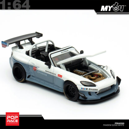 [Pop Race] 1:64 Honda S2000 Pandem - White (New Tooling)