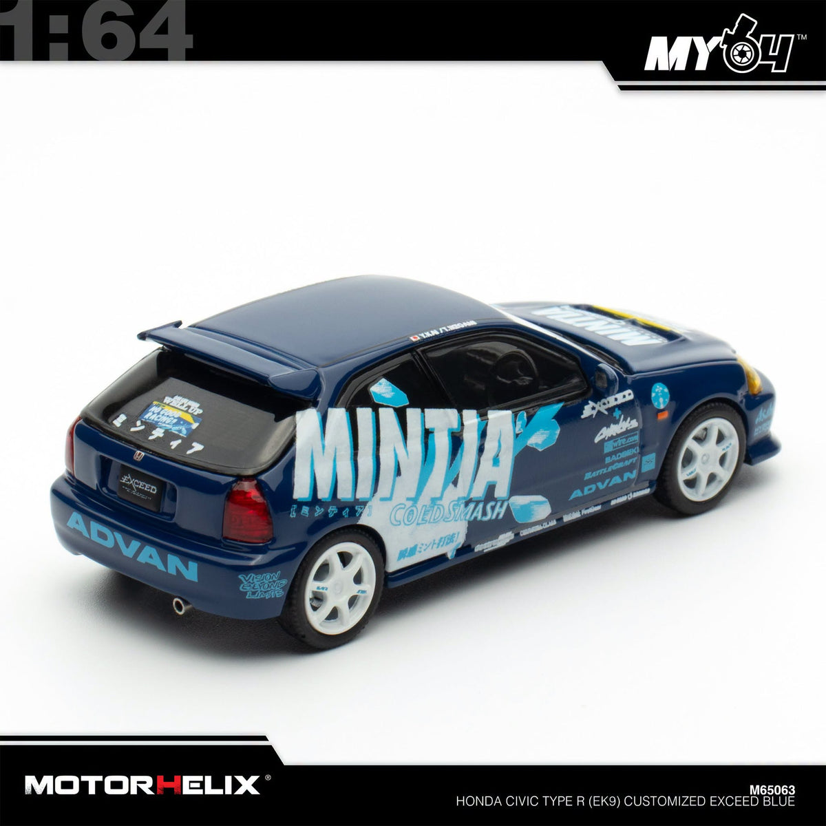 [Motorhelix] 1:64 Honda Civic Type R EK9 - Blue