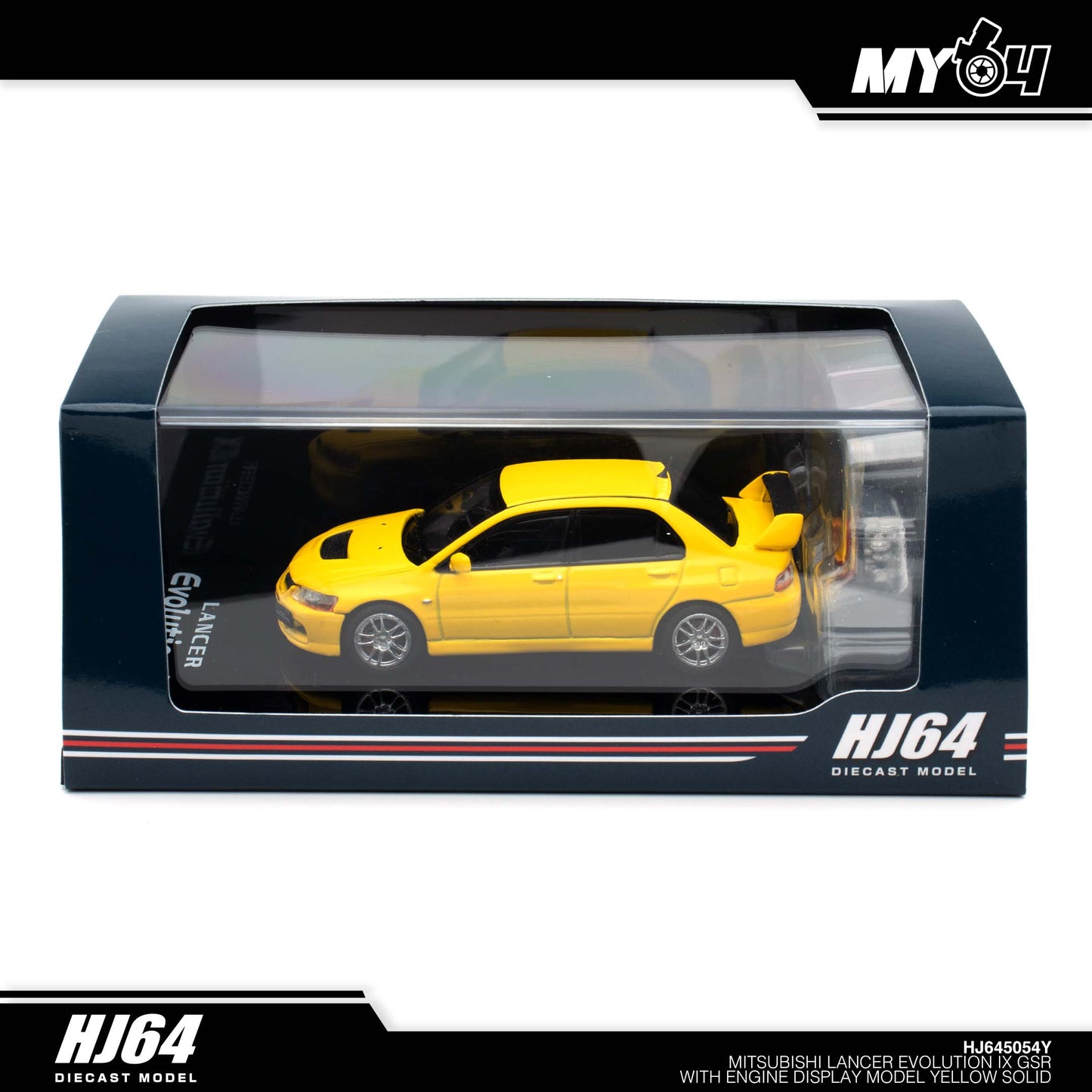 [Hobby Japan] Mitsubishi Lancer Evolution 9 GSR with Engine Display Model - Yellow Solid