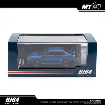 [Hobby Japan] Mitsubishi Lancer Evolution Ⅹ FINAL EDITION With Engine Display Model - Lightning Blue Mica