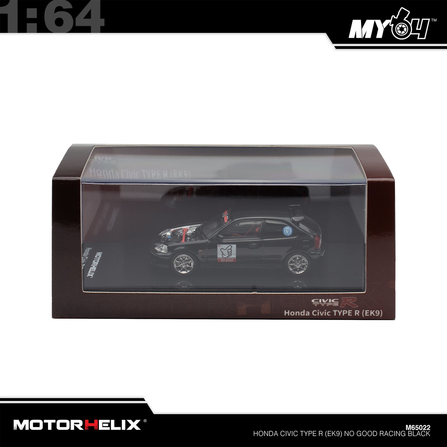 [Motorhelix] 1:64 Honda Civic Type R (EK9) NO GOOD Racing - Black