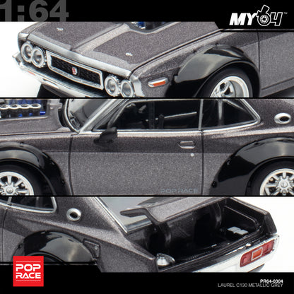 [Pop Race] 1:64 Nissan Laurel C130 - Metallic Grey (New Tooling)