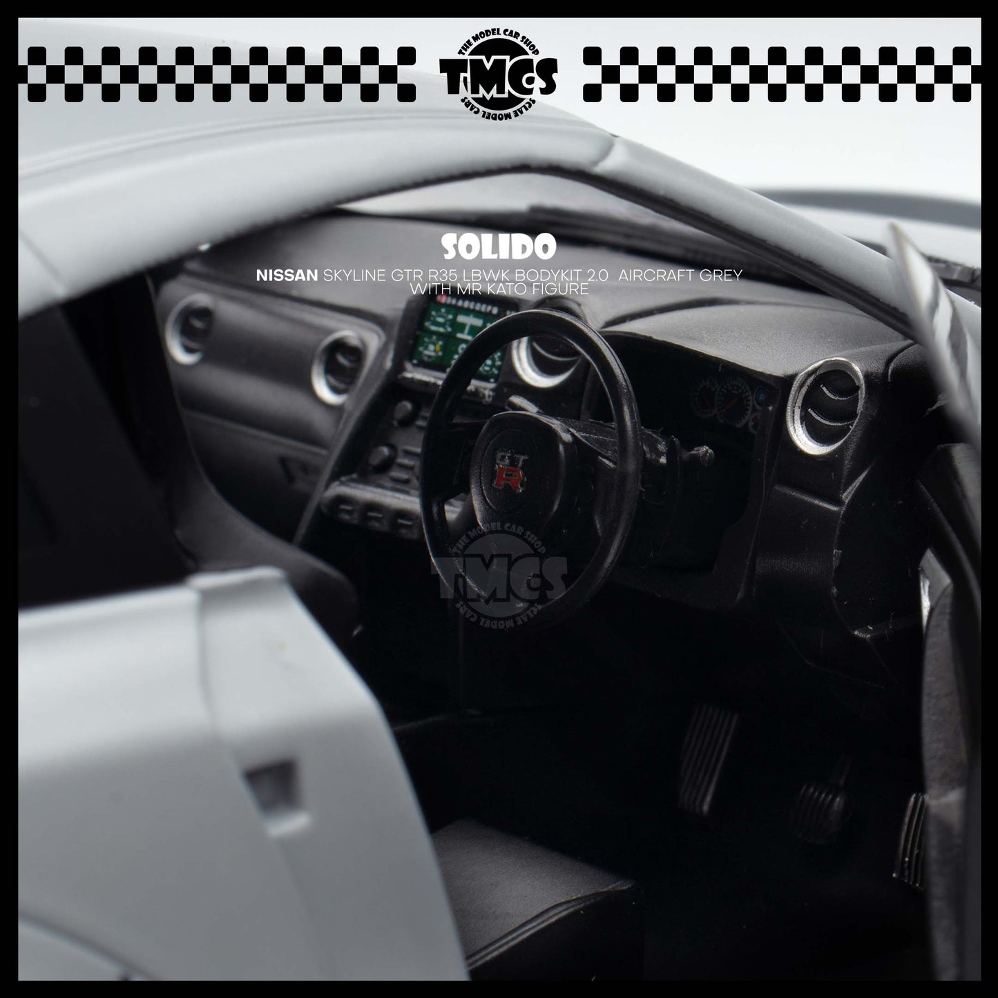 [Solido] 1:18 Nissan Skyline GTR R35 LBWK Bodykit 2.0  Aircraft Grey with Mr Kato Figure