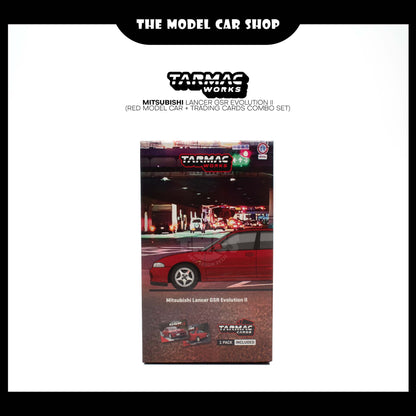 [Tarmac Works] Mitsubishi Lancer GSR Evolution II (Red Model Car + Trading Cards Combo Set)