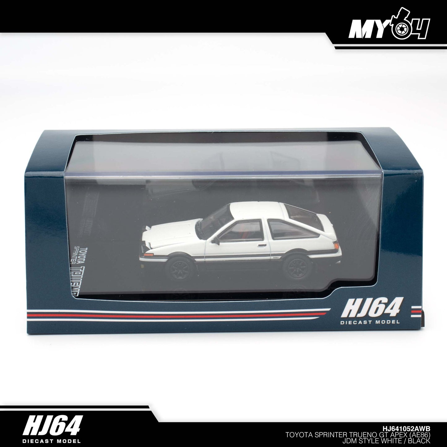 [Hobby Japan] Toyota SPRINTER TRUENO GT APEX (AE86) JDM Style ( Functional Engine Hood) - White / Black