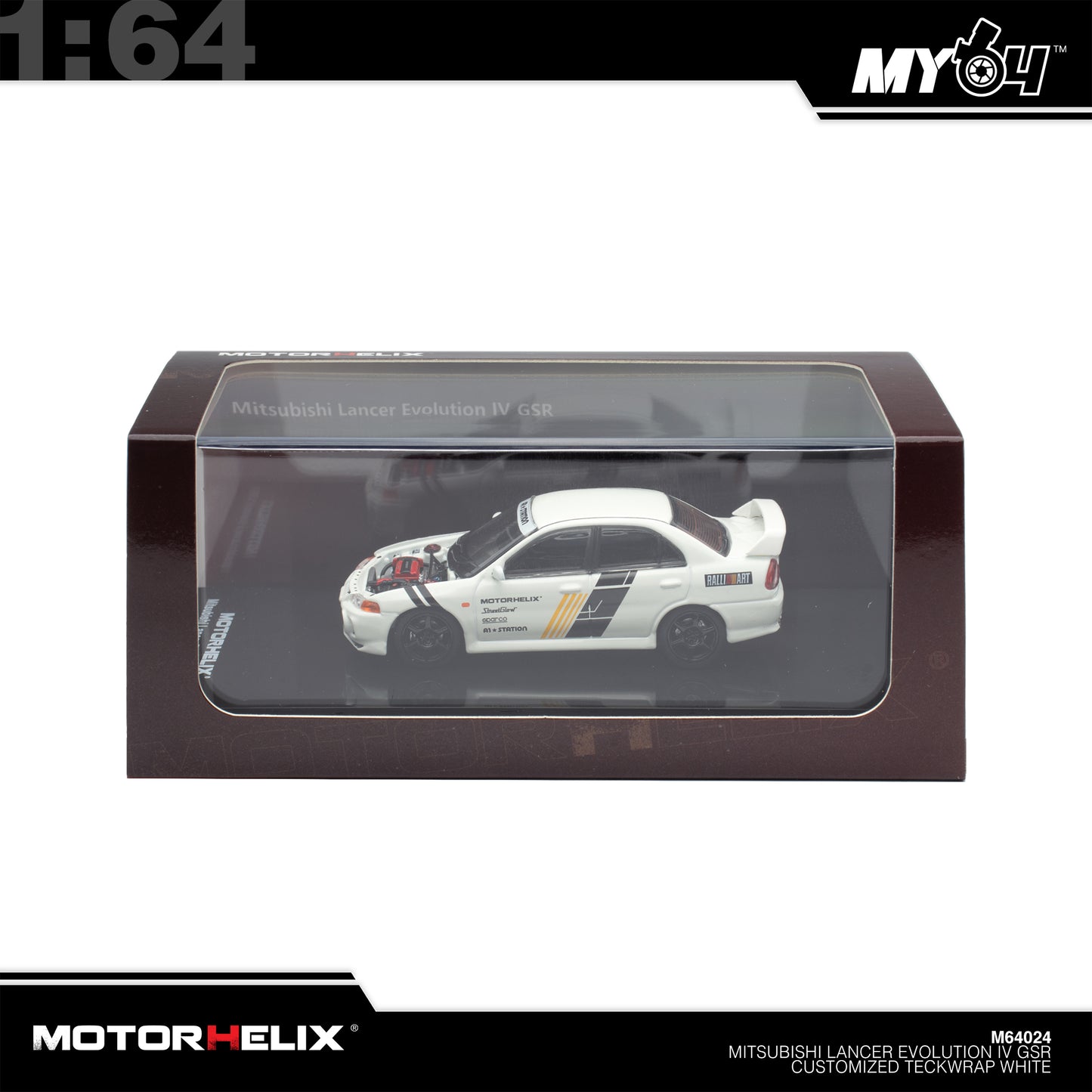 [Motorhelix] 1:64 Mitsubishi Lancer GSR Evolution IV Customized Teckwrap - White