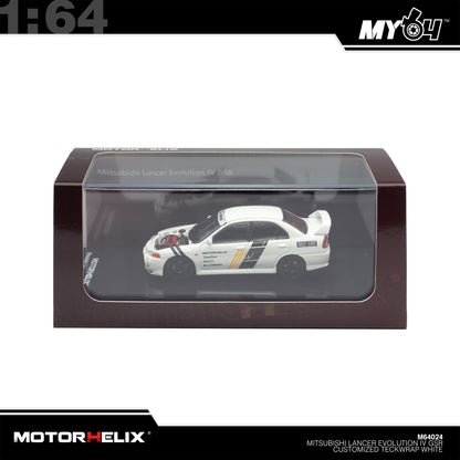 [Motorhelix] 1:64 Mitsubishi Lancer GSR Evolution IV Customized Teckwrap - White