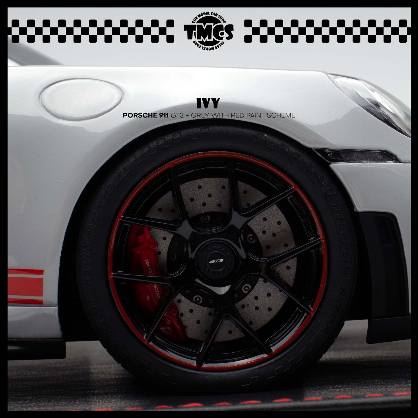[IVY] 1:18 Porsche 911 GT3 - Grey With Red Paint Scheme