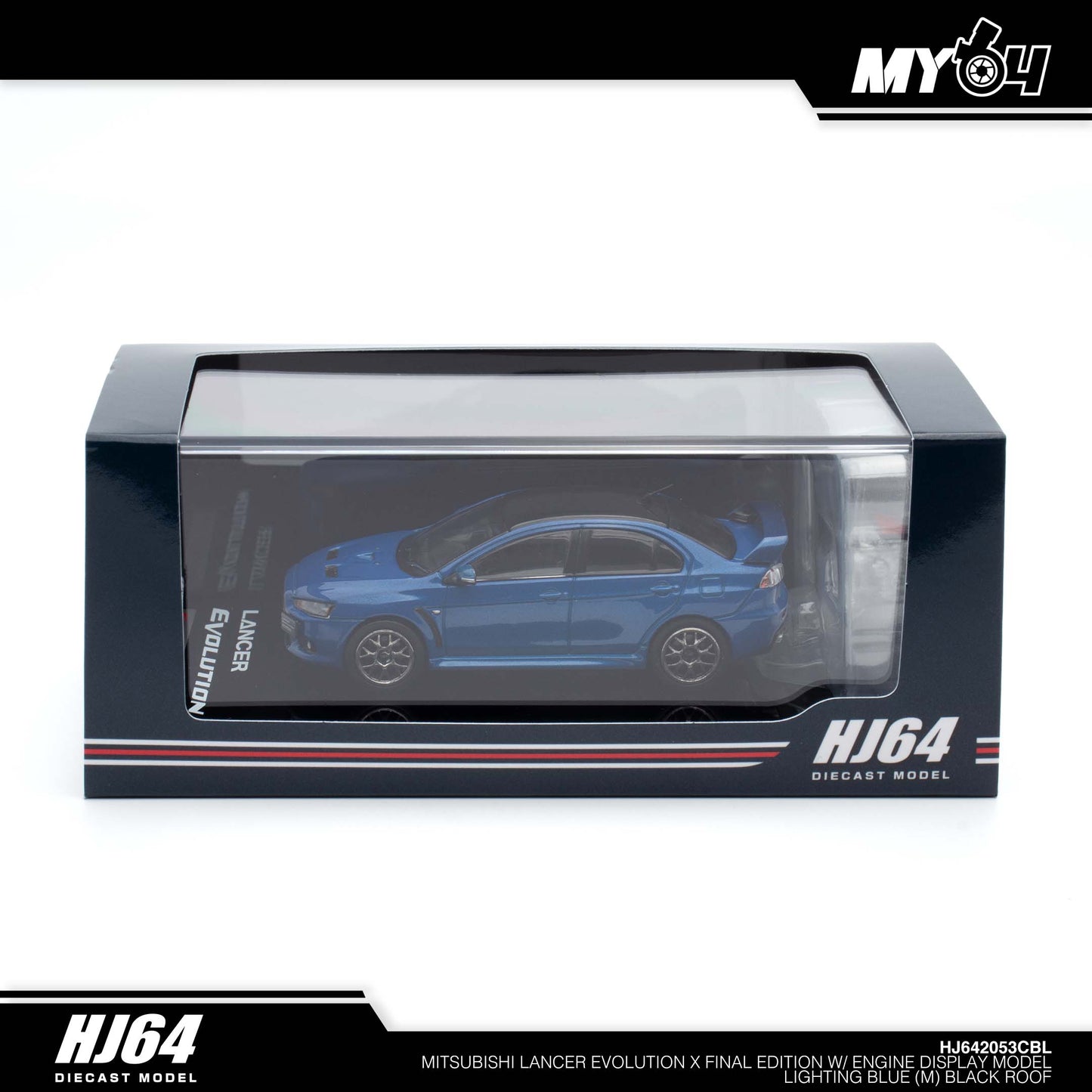 [Hobby Japan] Mitsubishi Lancer Evolution Ⅹ FINAL EDITION With Engine Display Model Black Roof - Lightning Blue Mica