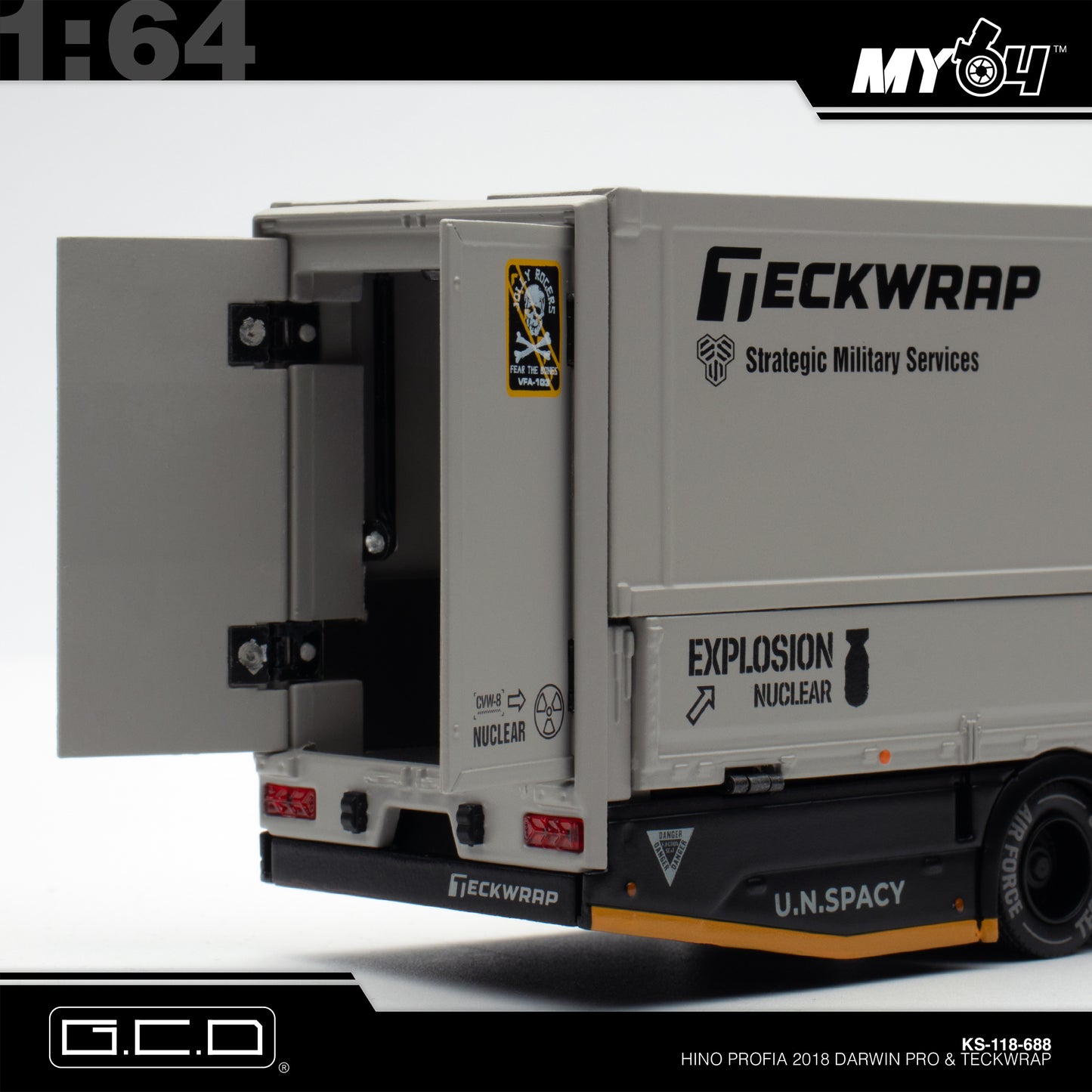 [GCD] 1:64 Hino Profia 2018 Darwin PRO & Teckwrap - Grey