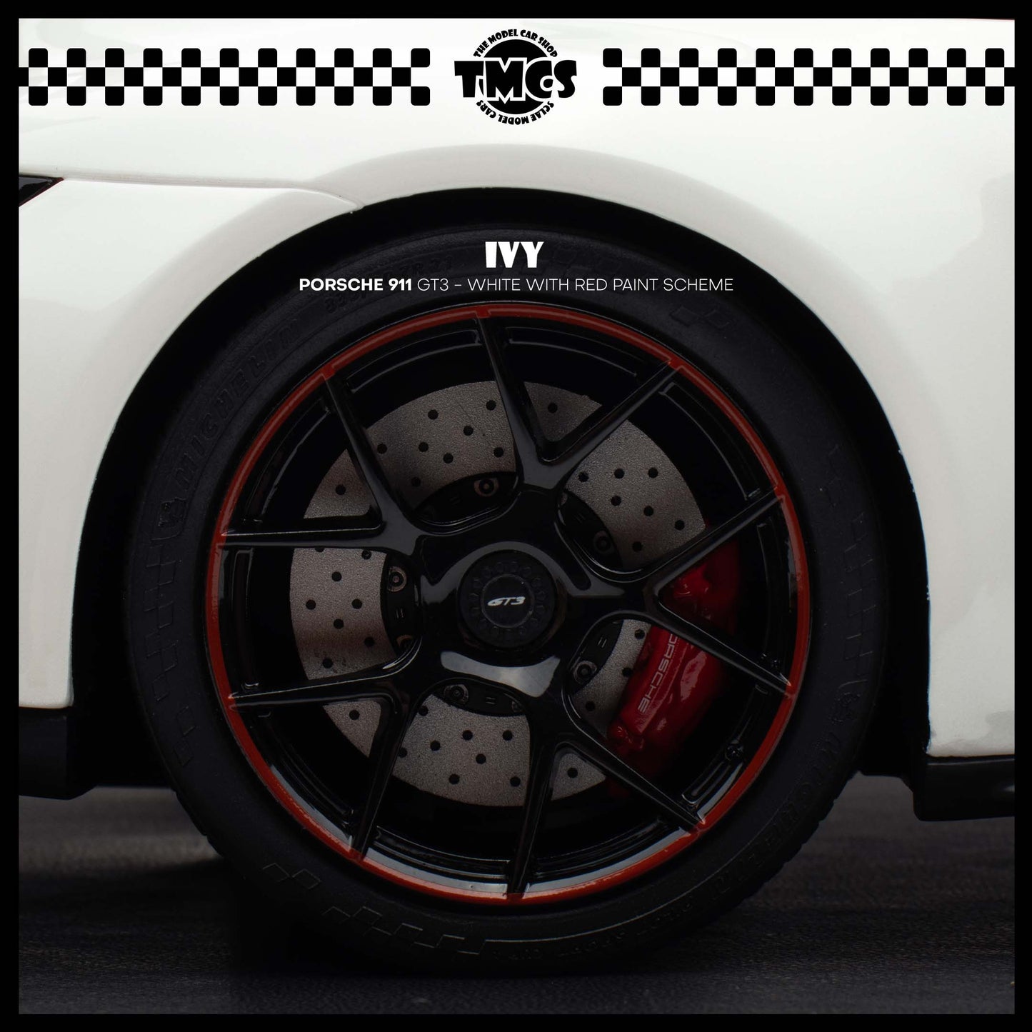 [IVY] 1:18 Porsche 911 GT3 - White With Red Paint Scheme