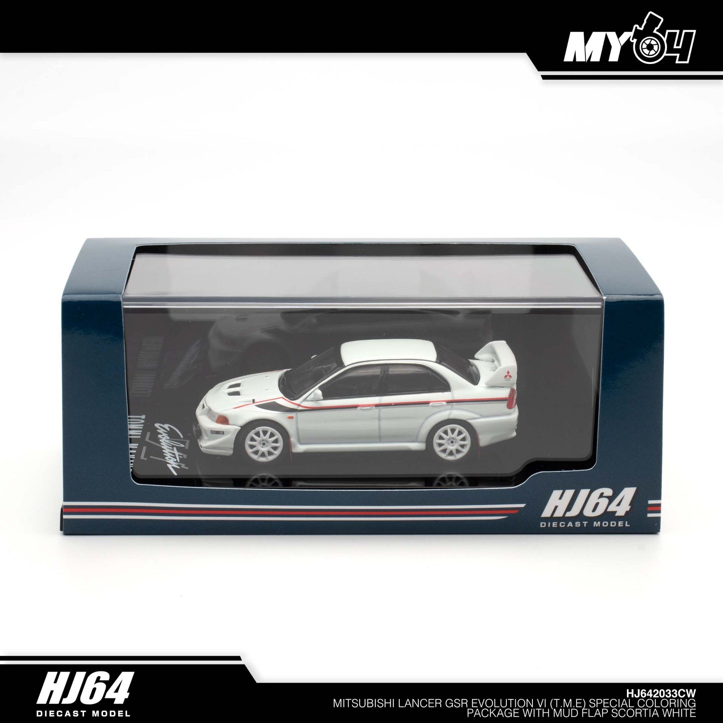 [Hobby Japan] Mitsubishi Lancer GSR Evolution 6 (T.M.E.) Special Coloring Package (GF-CP9A) 2000 with Mud Flap - Scortia White