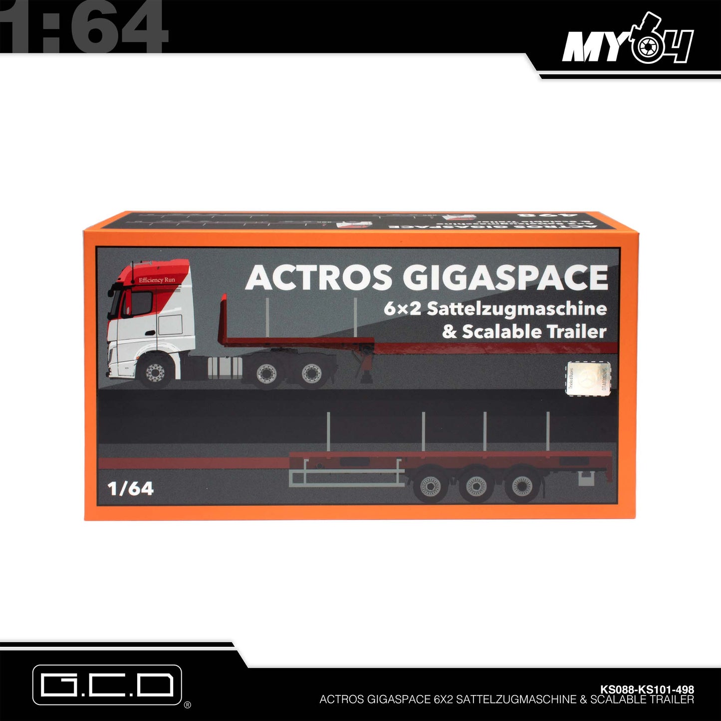 [GCD] Mercedes-Benz Actros 6x2 & Scalable Trailer - Red/White (LHD) (498)