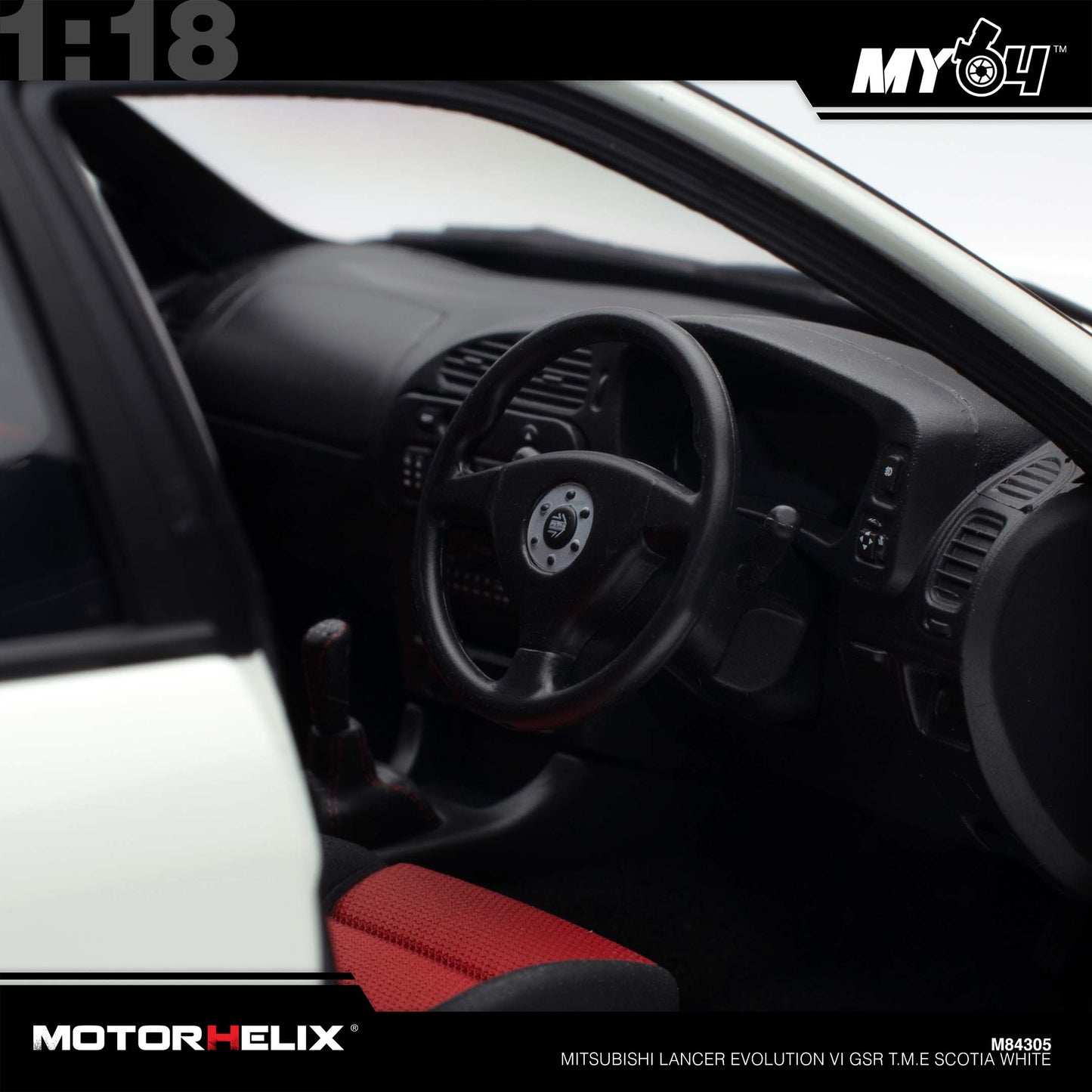 [Motorhelix] 1:18 Mitsubishi Lancer Evolution VI GSR T.M.E - Scotia White