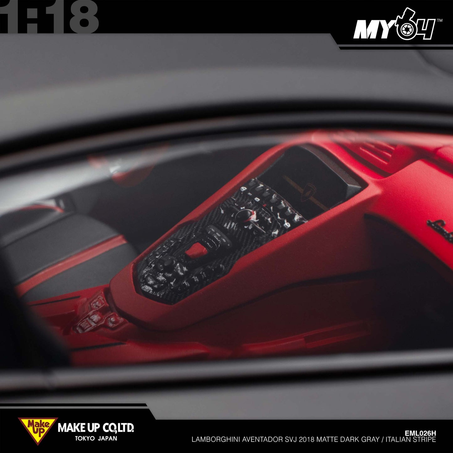 [Make Up] 1:18 Edilion Lamborghini Aventador SVJ 2018 (Nireo Wheel) - Matte Dark Gray / Italian Stripe (Carbon Package)