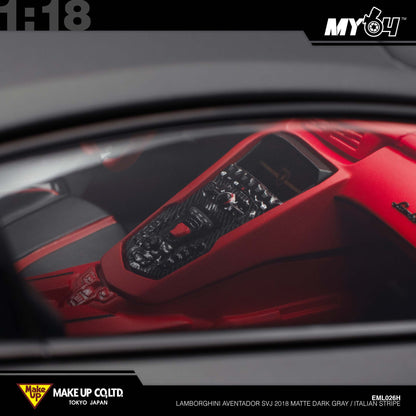 [Make Up] 1:18 Edilion Lamborghini Aventador SVJ 2018 (Nireo Wheel) - Matte Dark Gray / Italian Stripe (Carbon Package)