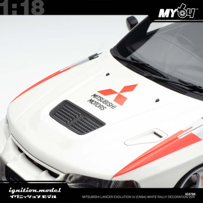 [Ignition Model] 1:18 Mitsubishi Lancer Evolution IV (CN9A) - White Rally Decoration Ver.