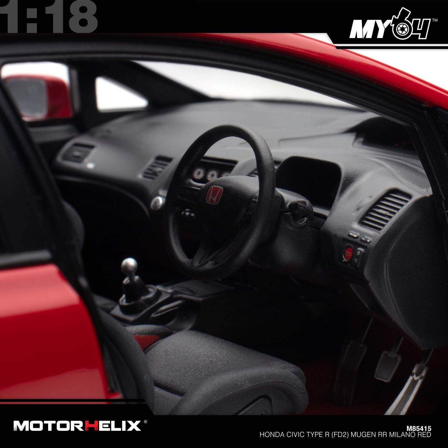 [Motorhelix] 1:18 Honda Civic Type R (FD2) Mugen RR - Milano Red