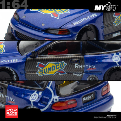 [Pop Race] 1:64 Pandem Civic EG6 - Blue/Black