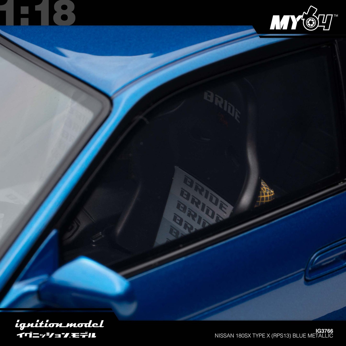 [Ignition Model]  1:18  Nissan 180SX Type X (RPS13) - Blue Metallic