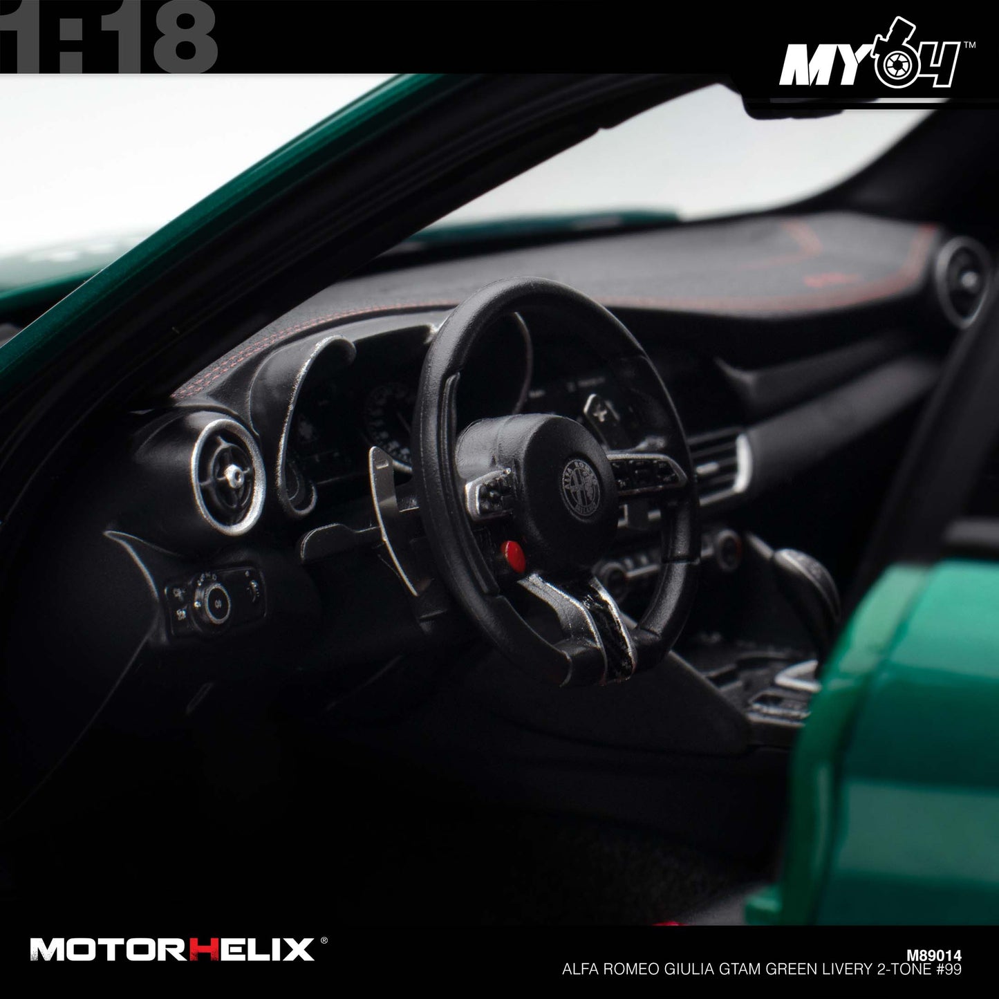 [Motorhelix] 1:18 Alfa Romeo Giulia GTAm - Green Livery 2-Tone #99