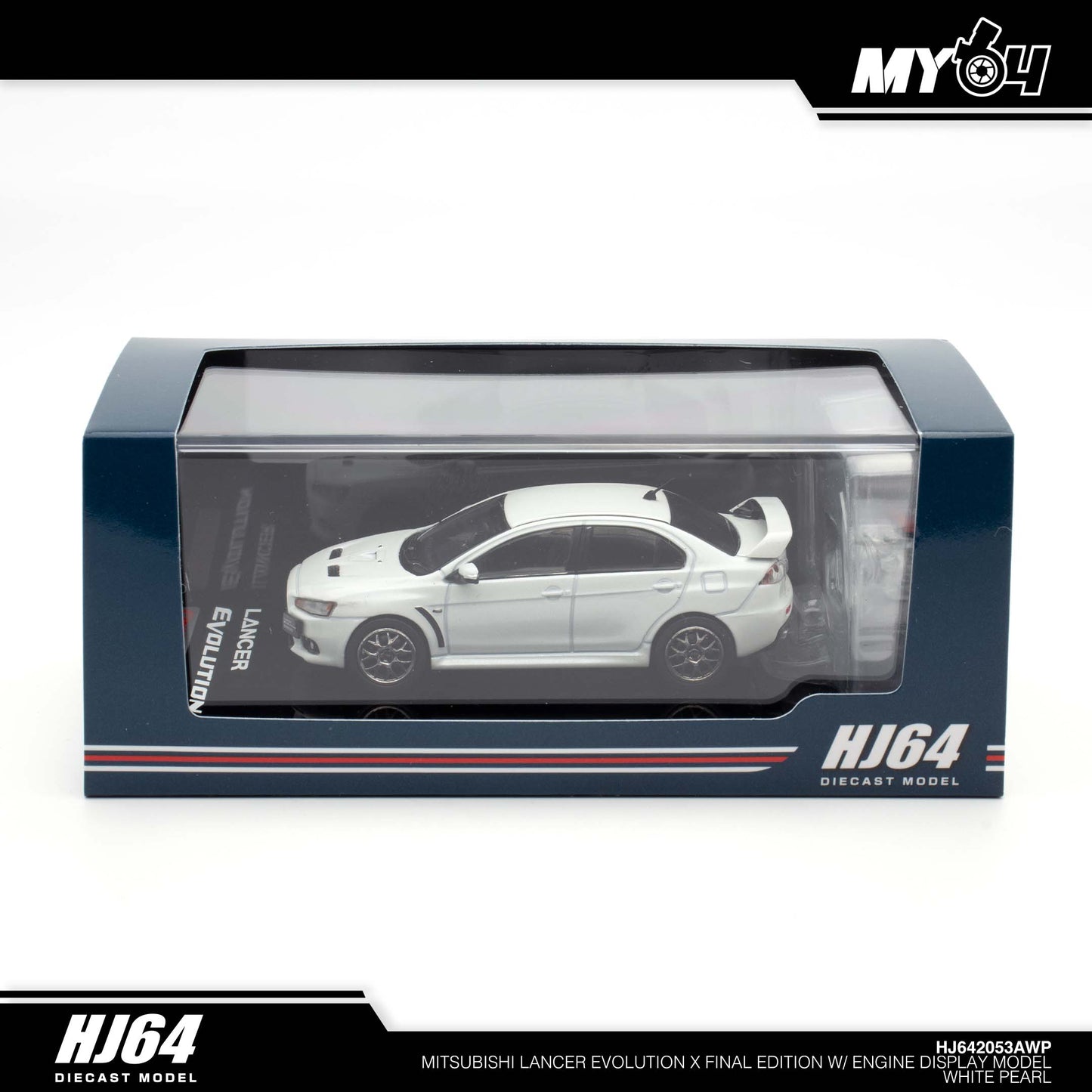 [Hobby Japan] Mitsubishi Lancer Evolution Ⅹ FINAL EDITION With Engine Display Model - White Pearl