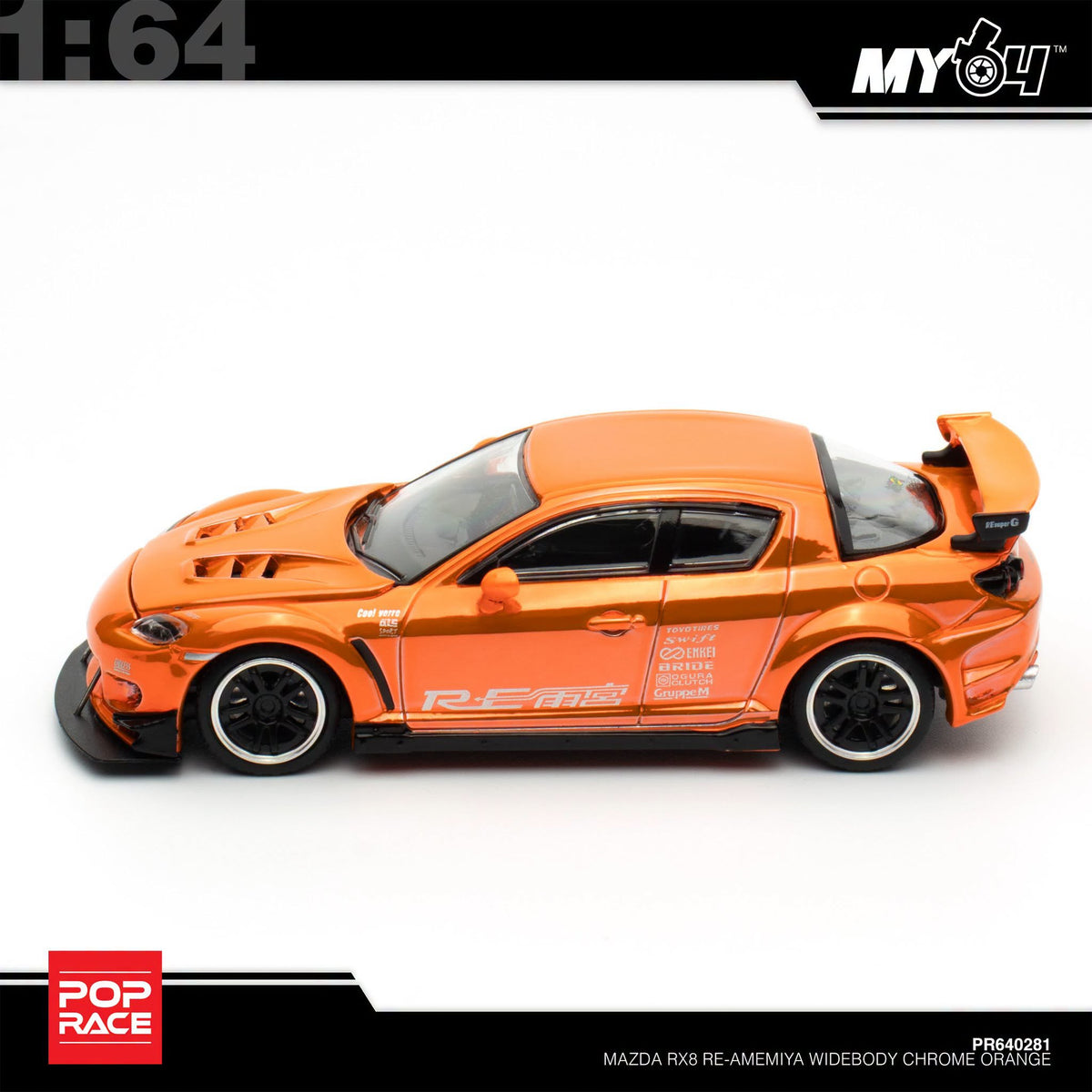 [Pop Race] 1:64 Mazda RX-8 RE Amemiya - Chrome Orange