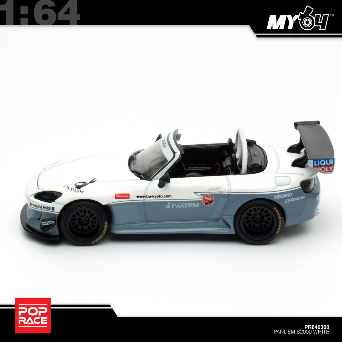 [Pop Race] 1:64 Honda S2000 Pandem - White (New Tooling)