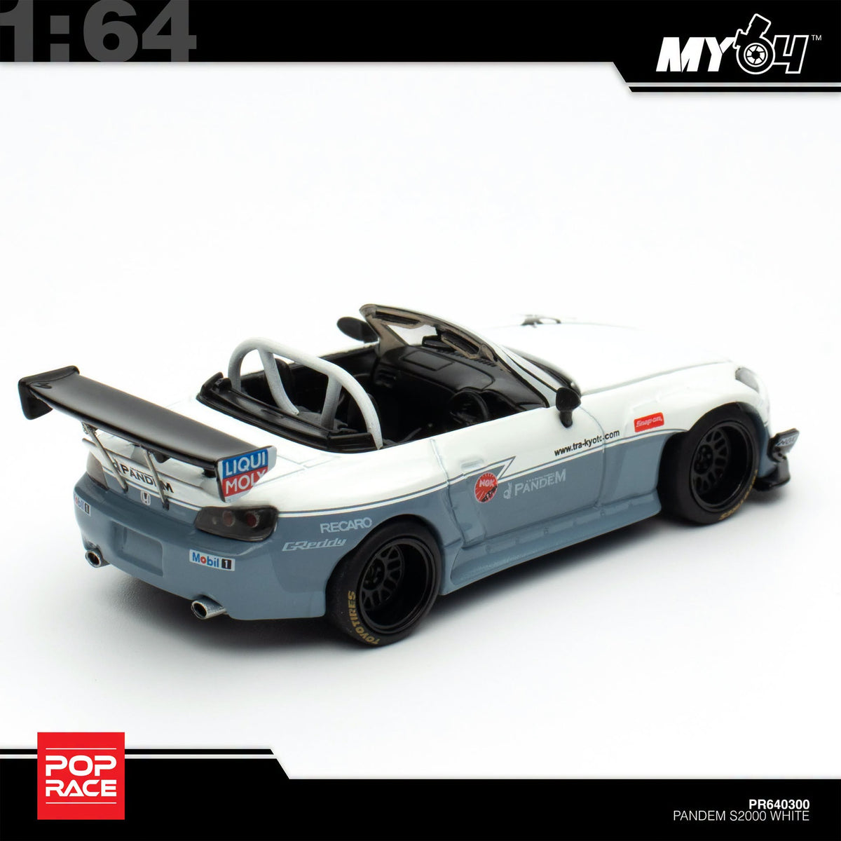 [Pop Race] 1:64 Honda S2000 Pandem - White (New Tooling)