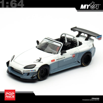 [Pop Race] 1:64 Honda S2000 Pandem - White (New Tooling)