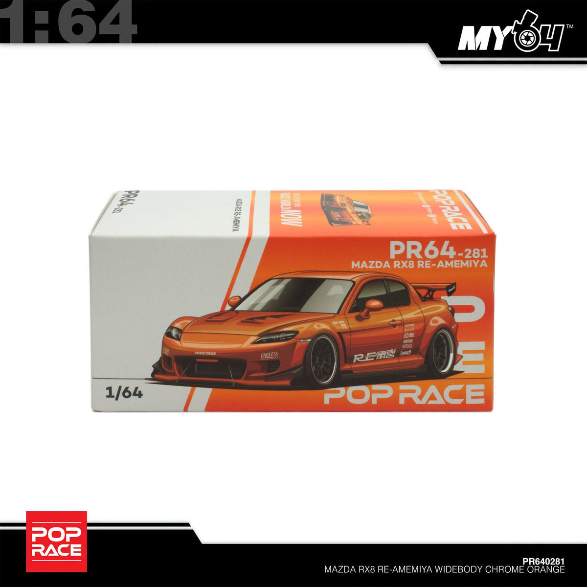 [Pop Race] 1:64 Mazda RX-8 RE Amemiya - Chrome Orange