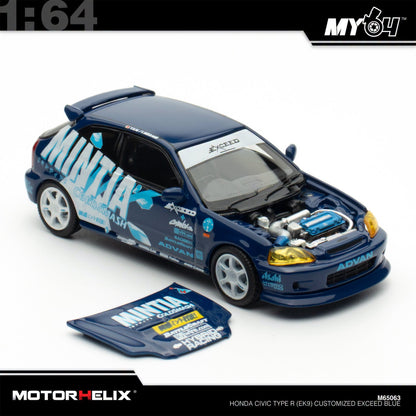 [Motorhelix] 1:64 Honda Civic Type R EK9 - Blue