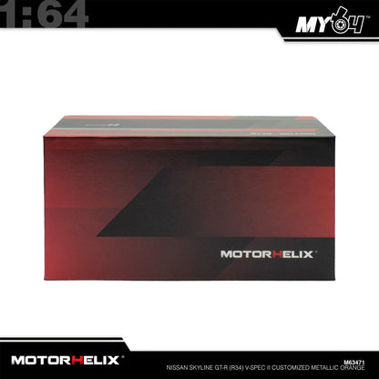 [Motorhelix] 1:64 Nissan Skyline GT-R (R34) V-Spec II Customized - Metallic Orange