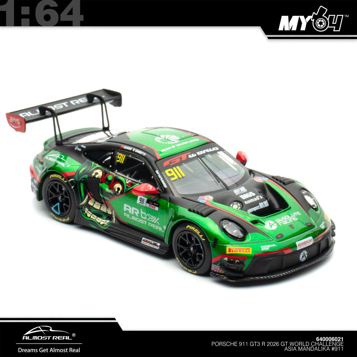 [ARBox] 1:64 Porsche 911 GT3 R 2026 GT World Challenge Asia Mandalika #911