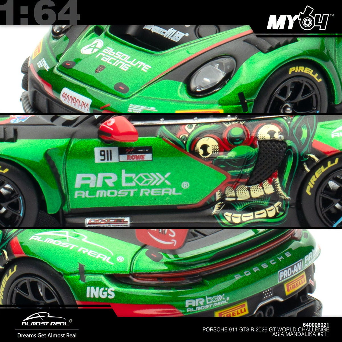[ARBox] 1:64 Porsche 911 GT3 R 2026 GT World Challenge Asia Mandalika #911