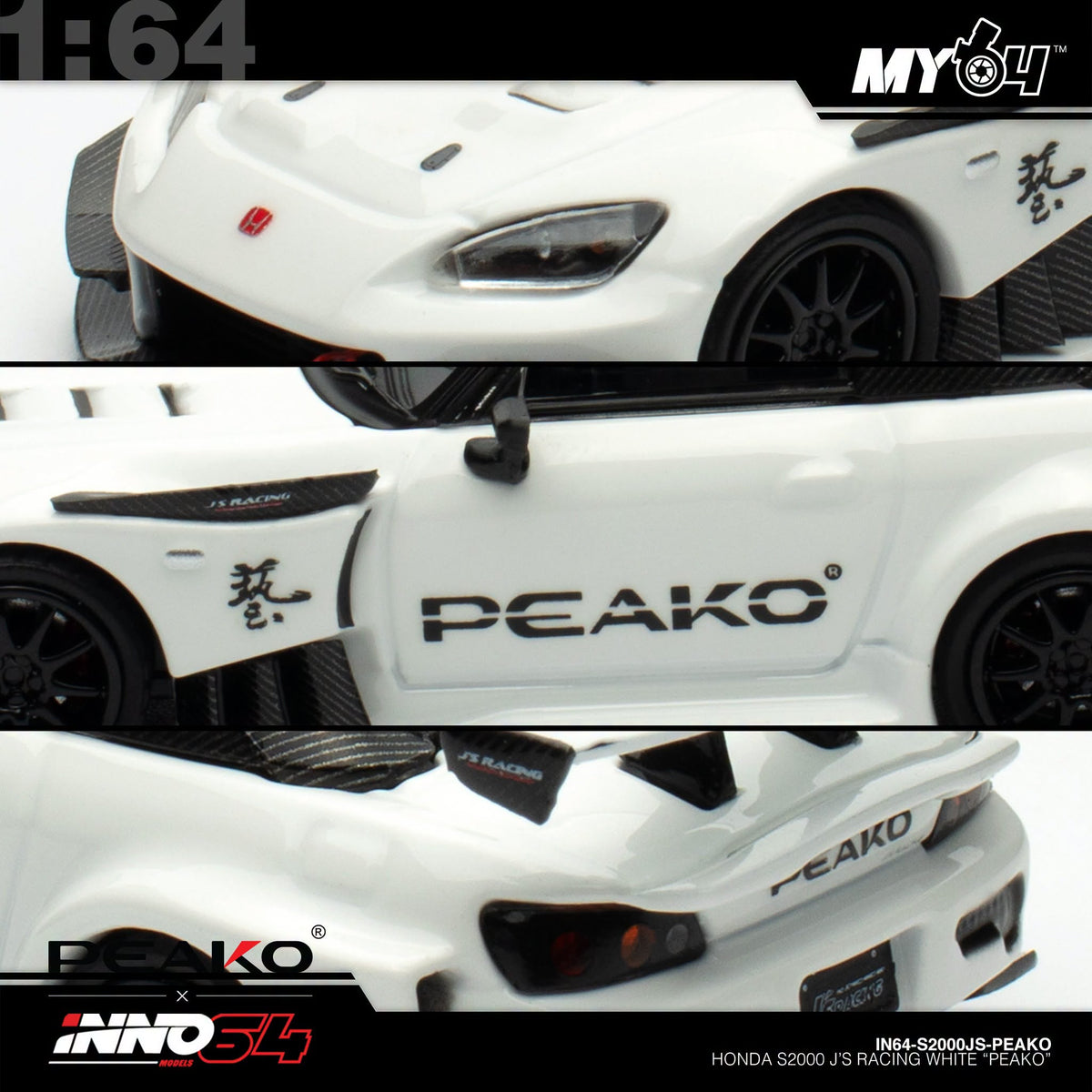 [INNO64] 1:64 Honda S2000 J'S Racing - White "PEAKO"