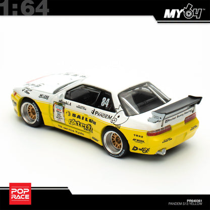 [Pop Race] 1:64 Pandem Nissan Silvia S13 2020 D1 Lights - Yellow / White
