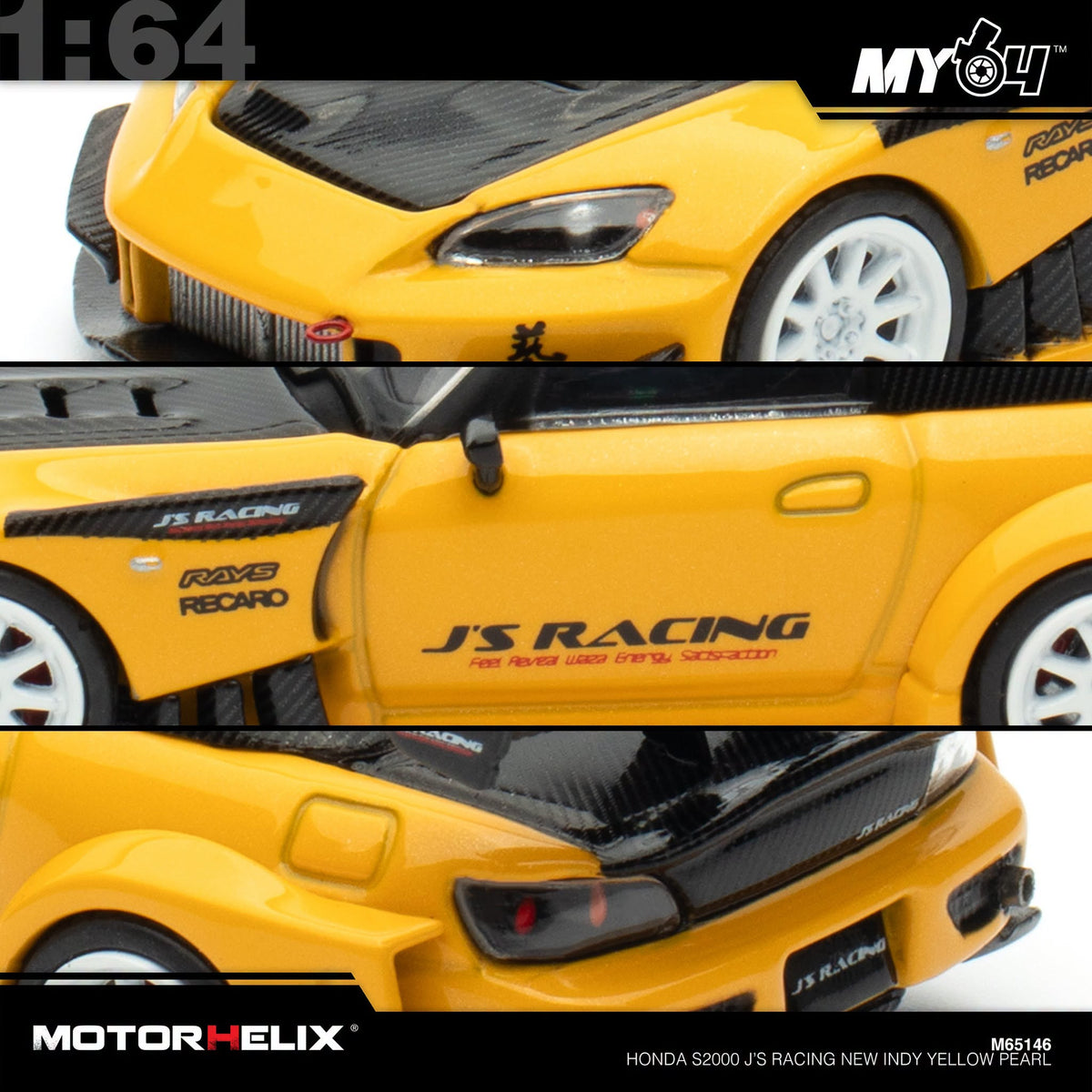 [Motorhelix] 1:64 Honda S2000 J's Racing – New Indy Yellow Pearl
